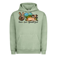 Pigment Oil Green Peace Love Spanish Goat Urban Hoodie - LillyAllenDesigns