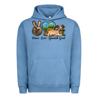 Pigment Pebble Blue Peace Love Spanish Goat Urban Hoodie - LillyAllenDesigns