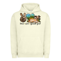 Pigment Pistachio Peace Love Spanish Goat Urban Hoodie - LillyAllenDesigns