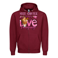 Burgundy iced coffee is my love language Zipper Hoodie - OliviaCreatesArt