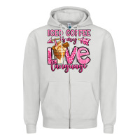 Dove Grey iced coffee is my love language Zipper Hoodie - OliviaCreatesArt