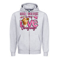Heather Grey iced coffee is my love language Zipper Hoodie - OliviaCreatesArt
