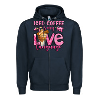 Navy iced coffee is my love language Zipper Hoodie - OliviaCreatesArt