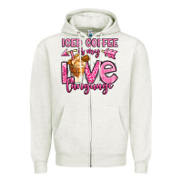 Oatmeal Heather iced coffee is my love language Zipper Hoodie - OliviaCreatesArt
