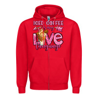 Red iced coffee is my love language Zipper Hoodie - OliviaCreatesArt