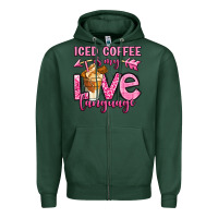 Sports Green iced coffee is my love language Zipper Hoodie - OliviaCreatesArt