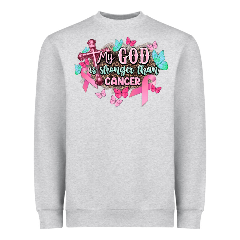 My God Is Stronger Than Cancer Awareness Heavyweight Sweatshirt by HowdyJamesFarm | Teevron