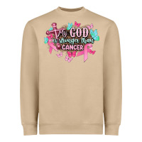 Mushroom My god is stronger than Cancer Awareness Heavyweight Sweatshirt - HowdyJamesFarm
