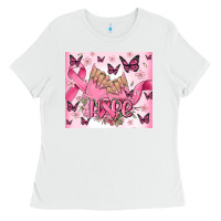 White breast cancer nails hope Ladies Tee - MaliasSmallBusiness