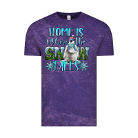 Cloud Purple Home Is Where The Snow Falls Winter Penguin Vintage Tee - LillyAllenDesigns