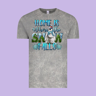 Home Is Where The Snow Falls Winter Penguin Vintage Tee Designed By Lillyallendesigns