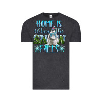 Vintage Black Home Is Where The Snow Falls Winter Penguin Vintage Tee - LillyAllenDesigns