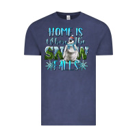 Vintage Denim Home Is Where The Snow Falls Winter Penguin Vintage Tee - LillyAllenDesigns