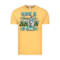 Vintage Mustard Home Is Where The Snow Falls Winter Penguin Vintage Tee - LillyAllenDesigns