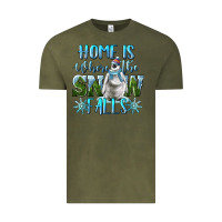 Vintage Olive Home Is Where The Snow Falls Winter Penguin Vintage Tee - LillyAllenDesigns