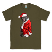 Army Green Chimpanzee With Santa Clothes Classic Tee - LillyAllenDesigns