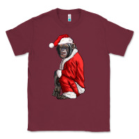 Burgundy Chimpanzee With Santa Clothes Classic Tee - LillyAllenDesigns
