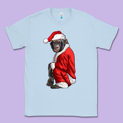 Chimpanzee With Santa Clothes Classic Tee Designed By Lillyallendesigns