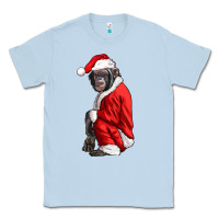 Dusty Blue Chimpanzee With Santa Clothes Classic Tee - LillyAllenDesigns