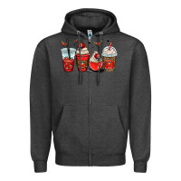 Charcoal Heather ladybug coffee cups Zipper Hoodie - OliviaCreatesArt
