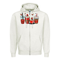 Oatmeal Heather ladybug coffee cups Zipper Hoodie - OliviaCreatesArt