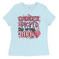 Baby Blue cancer picked the wrong girl malia Ladies Tee - MaliasSmallBusiness