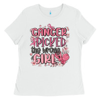 White cancer picked the wrong girl malia Ladies Tee - MaliasSmallBusiness