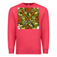 Cardinal baseball bat and gloves with camouflage seamless pattern Premium Sweatshirt - BundleAndBundleShop