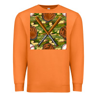 Carrot baseball bat and gloves with camouflage seamless pattern Premium Sweatshirt - BundleAndBundleShop