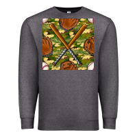 Charcoal Heather baseball bat and gloves with camouflage seamless pattern Premium Sweatshirt - BundleAndBundleShop
