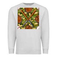 Dove Grey baseball bat and gloves with camouflage seamless pattern Premium Sweatshirt - BundleAndBundleShop