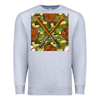 Heather Grey baseball bat and gloves with camouflage seamless pattern Premium Sweatshirt - BundleAndBundleShop
