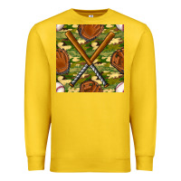 Lemon baseball bat and gloves with camouflage seamless pattern Premium Sweatshirt - BundleAndBundleShop