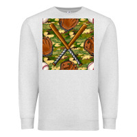 Oatmeal Heather baseball bat and gloves with camouflage seamless pattern Premium Sweatshirt - BundleAndBundleShop