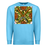 Ocean Blue baseball bat and gloves with camouflage seamless pattern Premium Sweatshirt - BundleAndBundleShop