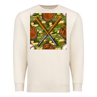 Sandshell baseball bat and gloves with camouflage seamless pattern Premium Sweatshirt - BundleAndBundleShop