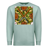 Seafoam baseball bat and gloves with camouflage seamless pattern Premium Sweatshirt - BundleAndBundleShop