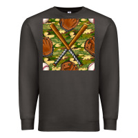 Smoke baseball bat and gloves with camouflage seamless pattern Premium Sweatshirt - BundleAndBundleShop