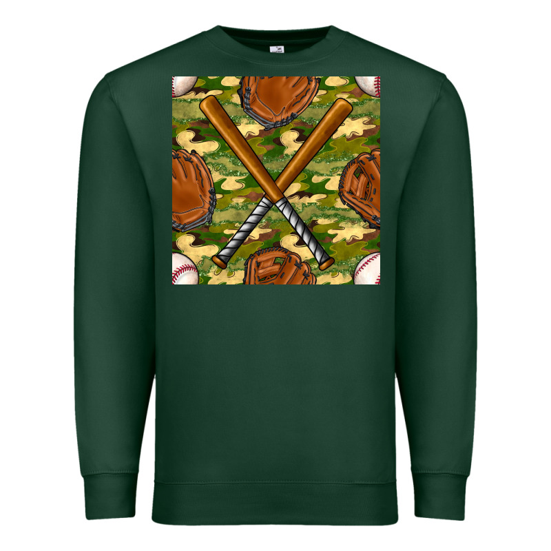 Baseball Bat And Gloves With Camouflage Seamless Pattern Premium Sweatshirt by BundleAndBundleShop | Teevron