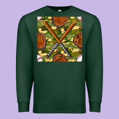 Baseball Bat And Gloves With Camouflage Seamless Pattern Premium Sweatshirt Designed By Bundleandbundleshop