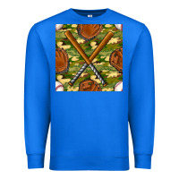 True Royal baseball bat and gloves with camouflage seamless pattern Premium Sweatshirt - BundleAndBundleShop