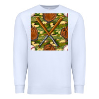 White baseball bat and gloves with camouflage seamless pattern Premium Sweatshirt - BundleAndBundleShop