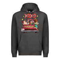 Charcoal Heather Valentine's Day Truck Farm Animals Cupid XOXO Premium Hoodie - FaDigitalArtStudio