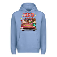 Colony Blue Valentine's Day Truck Farm Animals Cupid XOXO Premium Hoodie - FaDigitalArtStudio