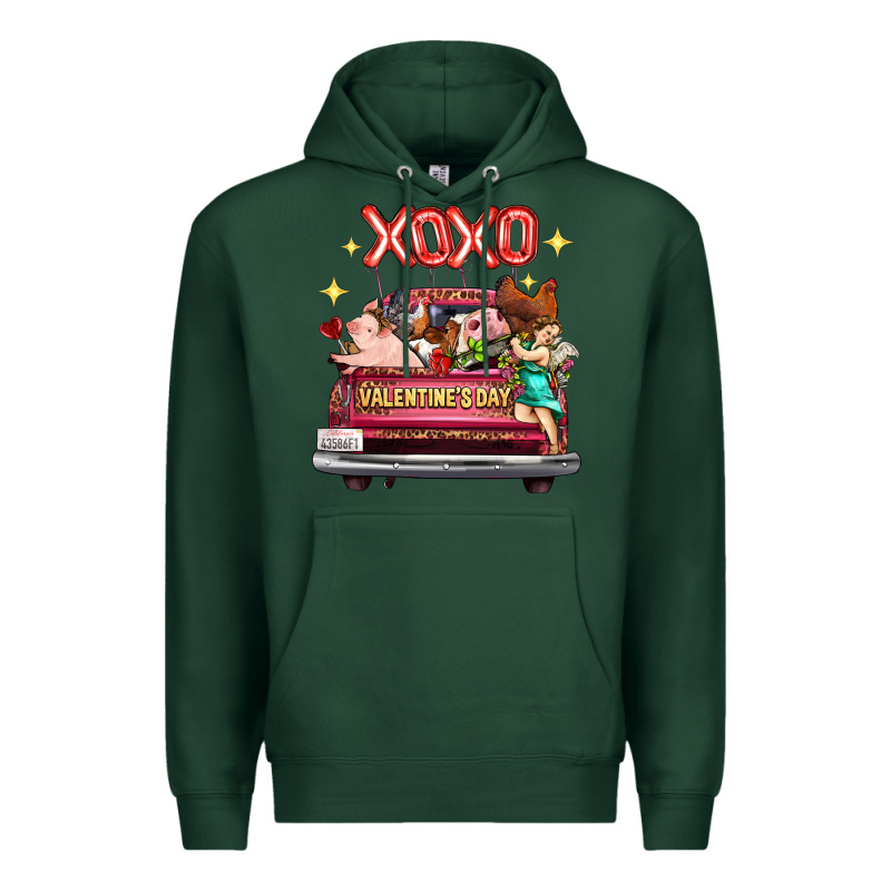 Valentine's Day Truck Farm Animals Cupid Xoxo Premium Hoodie by FaDigitalArtStudio | Teevron