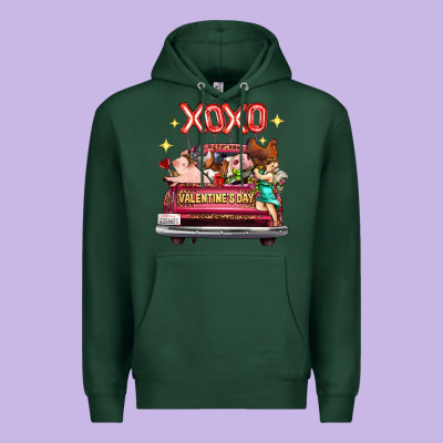Valentine's Day Truck Farm Animals Cupid Xoxo Premium Hoodie Designed By Fadigitalartstudio