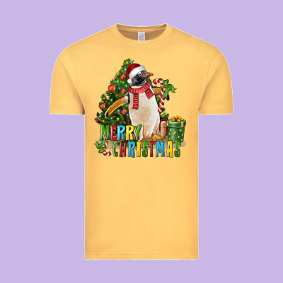 Merry Christmas Penguin Vintage Tee Designed By Lillyallendesigns