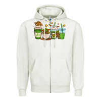 Oatmeal Heather fantastic movie character coffee cups Zipper Hoodie - OliviaCreatesArt