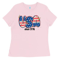 Bubblegum Pink usa since 1776 Ladies Tee - MaliasSmallBusiness