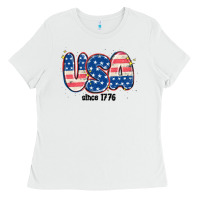 White usa since 1776 Ladies Tee - MaliasSmallBusiness